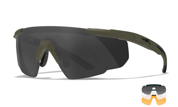 Schutzbrillen-Set WILEY X SABER ADVANCED - Gläser: Grau/Klar/Helles Orange - Gestell: Matt OD Green, Bild 1