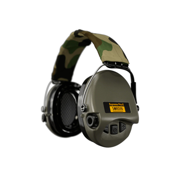 Aktiv-Gehörschutz SORDIN Supreme Pro-X LED - Gel - Headband Textil Camo - Kapselfarbe Grün, Bild 1
