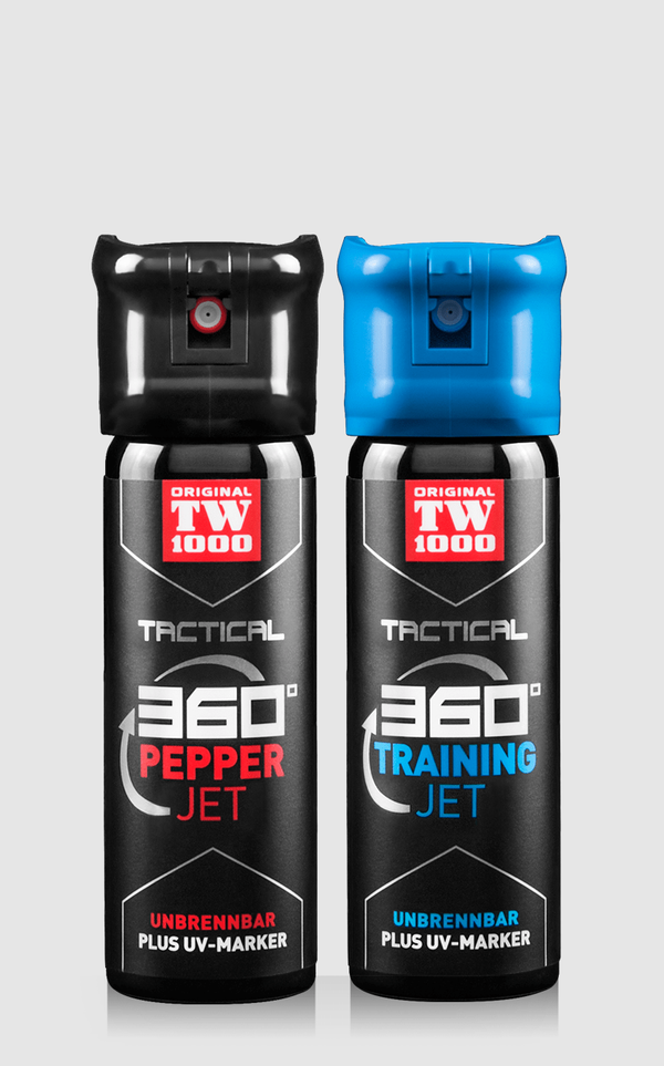 Pfefferspray TW1000 Tactical Pepper-Jet Classic Twin-Pack OC Strahl - mit UV-Farbstoff - Set mit Trainingsspray - 2 x 45 ml, Bild 1