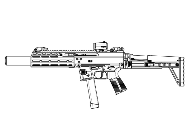 Selbstladekarabiner B&T APC9 SD PRO G 9mm Para - mit PRO-Schaft - mit integriertem RBS-Schalldämpfer, Bild 1