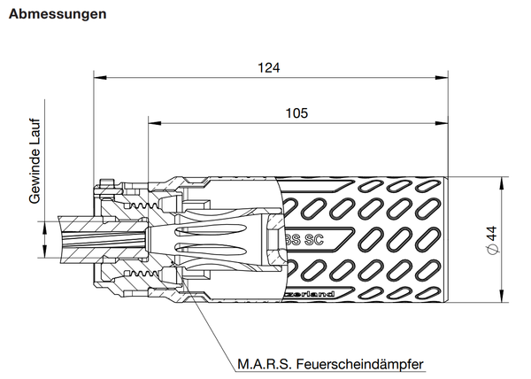 Schalldämpfer B&T PRINT-X RBS QDM Sub Compact (M.A.R.S.) 5.56 NATO, .223 Rem. - kompletter Schalldämpfer inkl. Hub, Bild 4