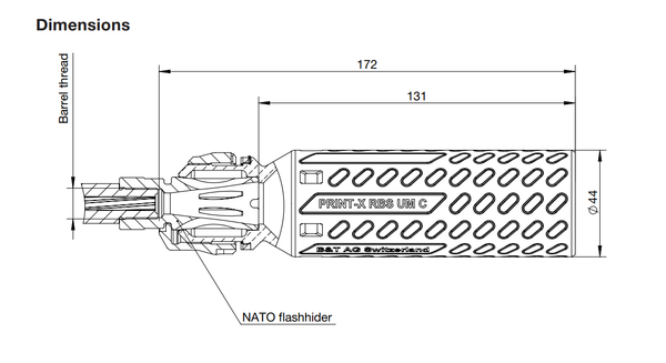Schalldämpfer B&T PRINT-X RBS Compact UM NATO  5.56 NATO, .223 Rem. - kompletter Schalldämpfer, Bild 2