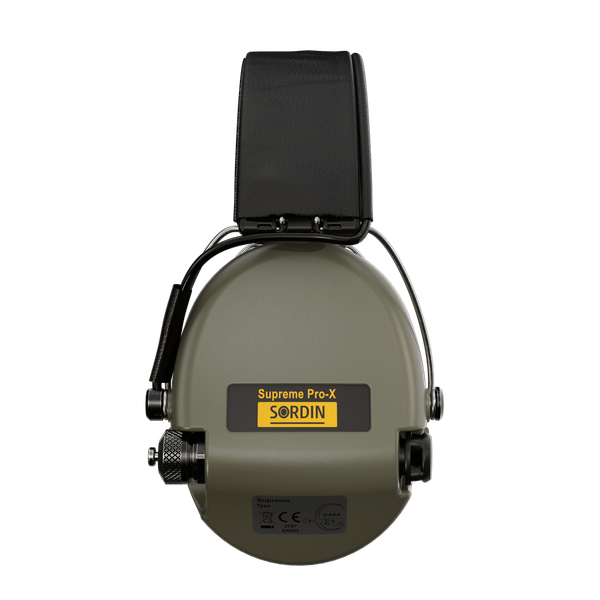 Aktiv-Gehörschutz SORDIN Supreme Pro-X - PVC - Headband Leder Schwarz - Kapselfarbe Grün, Bild 4