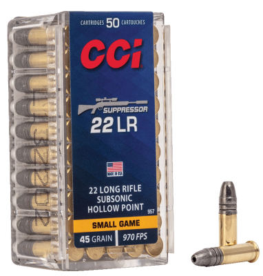 Randfeuerpatrone CCI Suppressor Subsonic Hollow Point SMALL GAME JHP 45gr .22 lr - VE 50 Schuss, Bild 1
