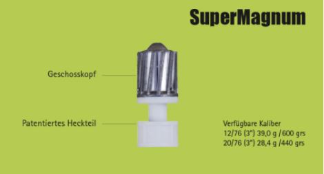 Flintenlaufpatrone Brenneke SuperMagnum 39.0 g 600 grs 12/76 - VE 5 Schuss, Bild 2