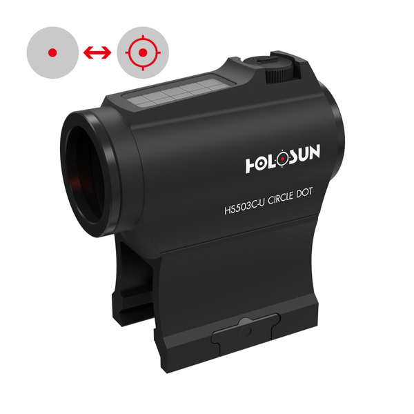 Rotpunktvisier HOLOSUN HS503C-U Solar Red Circle Dot Sight inkl. 2 Picatinny Montagen (low und high Mount), Bild 1