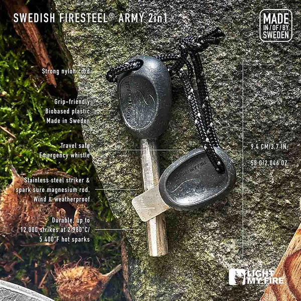 Feueranzünder LIGHT MY FIRE Swedish FireSteel army 2in1 - Slaty Black, Bild 5