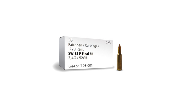 Büchsenpatrone SWISS P Final SR 3.4 g / 52 gr JHP .223 Rem. - VE 30 Schuss, Bild 1