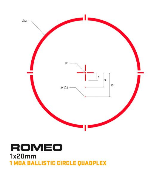 Rotpunktvisier SIG SAUER ROMEO4H - Ballistic Circle Quadplex 0.5 MOA, Bild 2