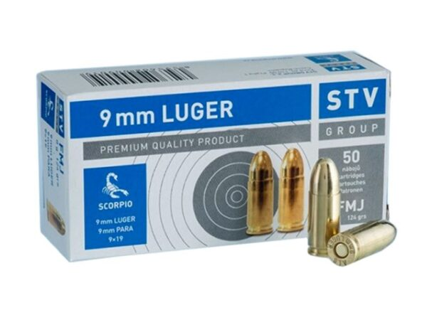 Pistolenpatrone STV Scorpio 124gr FMJ 9mm Para - VE 50 Schuss, Bild 1