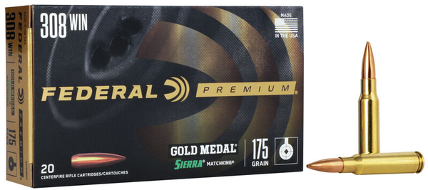 Büchsenpatrone Federal GOLD MEDAL SIERRA MATCHKING BTHP 175gr .308 Win. (7.62x51) - VE 20 Schuss, Bild 1