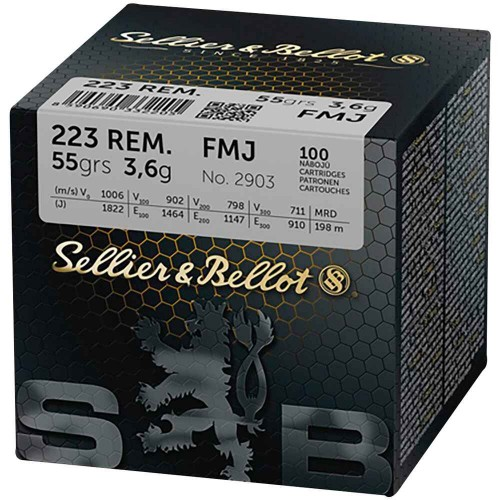 Büchsenpatrone Sellier & Bellot 55grs FMJ .223 Rem. - VE 100 Schuss, Bild 1