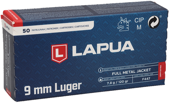 Pistolenpatrone LAPUA CEPP EXTRA FMJ 120 grs / 7.8 g 9mm Para - VE 50 Schuss, Bild 1
